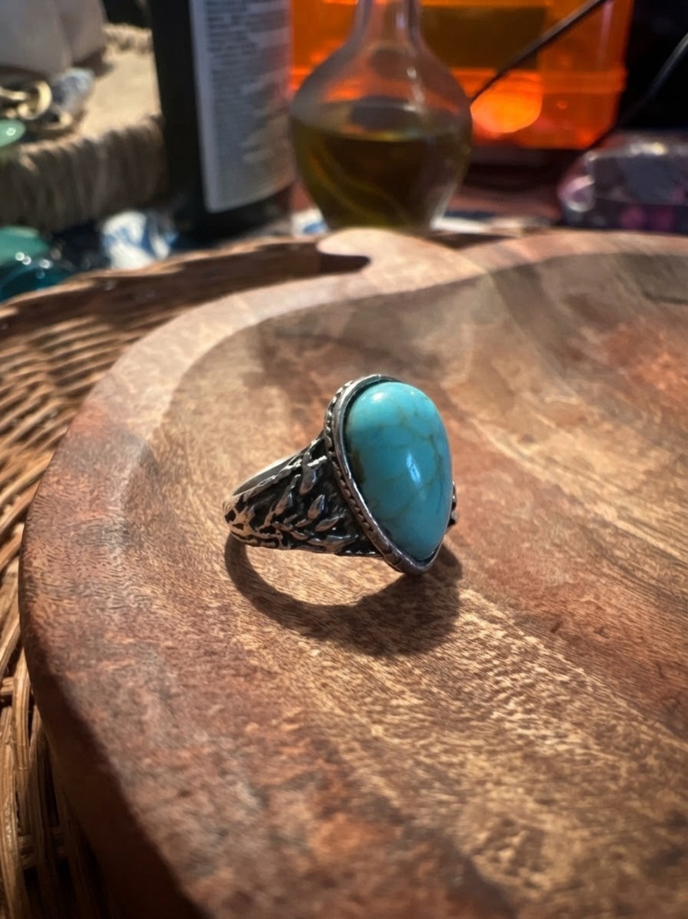 Ring Turquoise Teardrop Statement Ring in Blue-Green